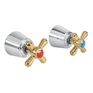 Juego de 2 manerales grandes cruceta cromo-oro aqua