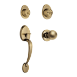 Cerradura entrada laton antiguo doble pomo-jaladera