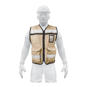 Chaleco brigadista con cintas reflejantes color beige