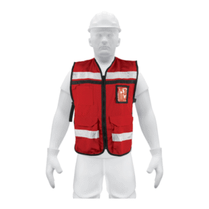 Chaleco brigadista con cintas reflejantes color rojo