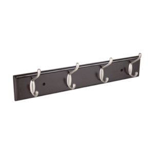 Perchero negro para pared con 4 ganchos satinados