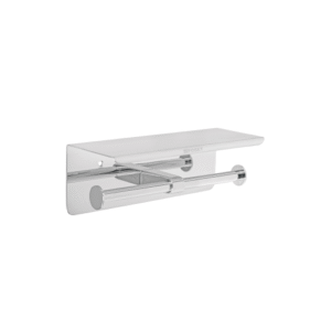 Porta rollo doble con soporte para celular cromo riviera