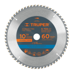 Sierra circular para madera 10? 60 dientes centro 1?